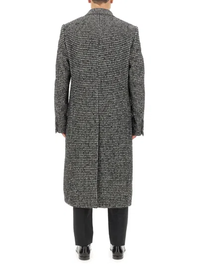 Dolce & Gabbana Double-breasted Wool Houndstooth Coat In Gray