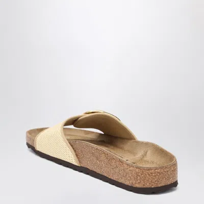 Birkenstock Madrid Big Buckle Raffia Slipper In Neutral