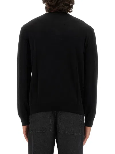 Maison Kitsuné Fox Patch Jersey With Classic Crew Neckline In Black