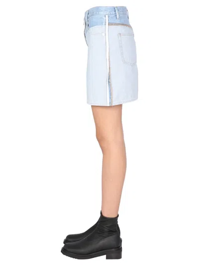 Helmut Lang Inside Out Denim Mini Skirt In Blue