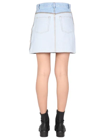 Helmut Lang Inside Out Denim Mini Skirt In Blue