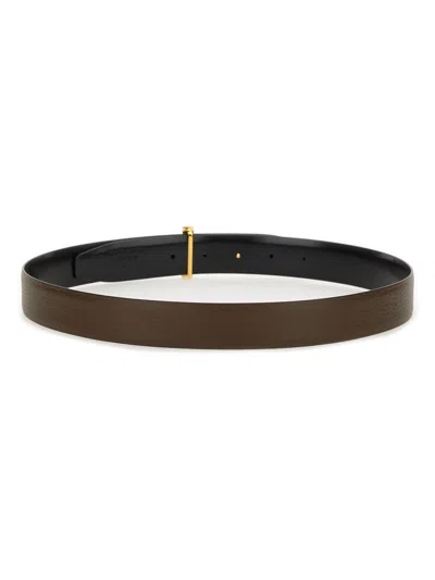 Tom Ford Cintura T Line Reversibile In Brown