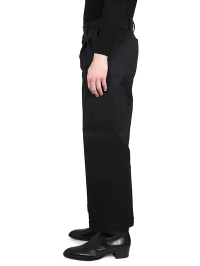 Pt Torino Straight Wool Trousers Elastic Waist In Black