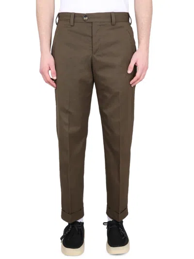 Pt Torino Pressed-crease Straight-leg Trousers In Brown
