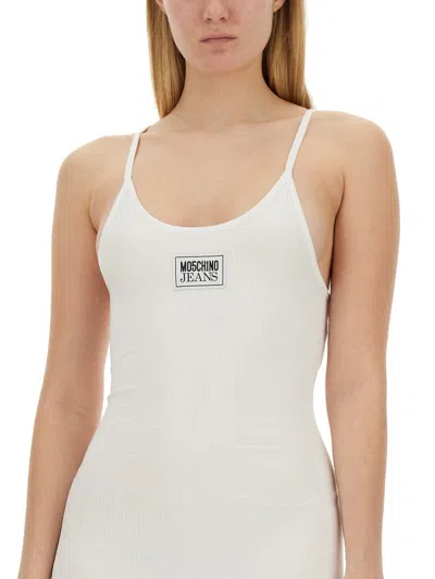 Moschino Jeans Ribbed Dress In White