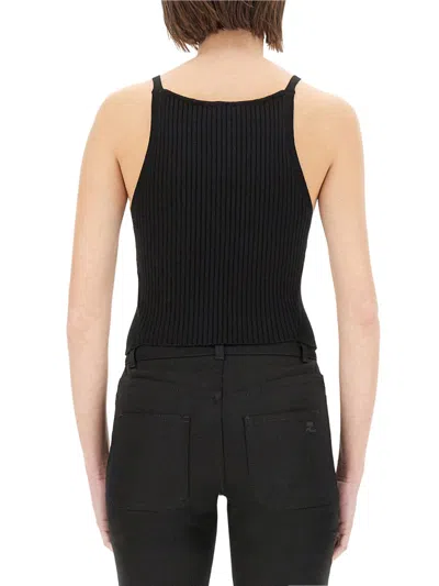 Courrèges Courreges Women Pointy Ribbed Knit Tank Top In Black