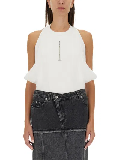 Alexander Mcqueen Draped Ribbed Tank Top In White