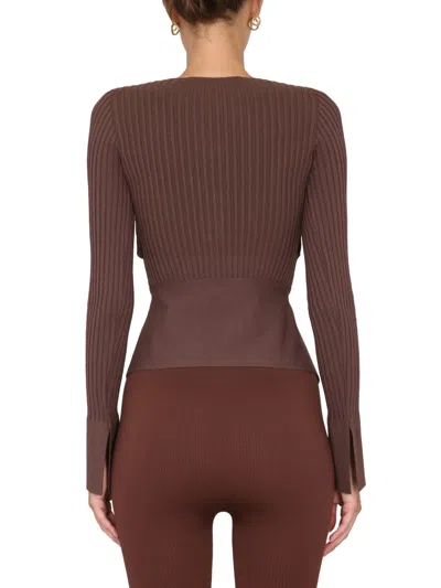 Andreädamo Andreādamo Ribbed Tops In Brown