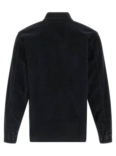 C.p. Company Textured Corduroy Overshirt With Pointed Collar In Black