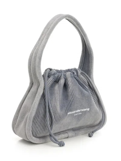 Alexander Wang Borsa A Mano Ryan Piccola In Velluto A Coste Avio Donna In Blue