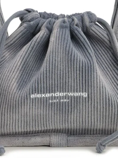 Alexander Wang Borsa A Mano Ryan Piccola In Velluto A Coste Avio Donna In Blue