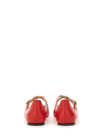 Bally Beliska Cross-strap Leather Ballet Flats In Red