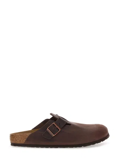 Birkenstock Leather Buckle Detail Slippers With Open Back