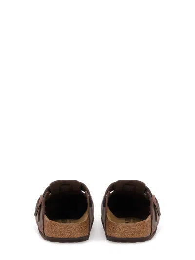 Birkenstock Leather Buckle Detail Slippers With Open Back