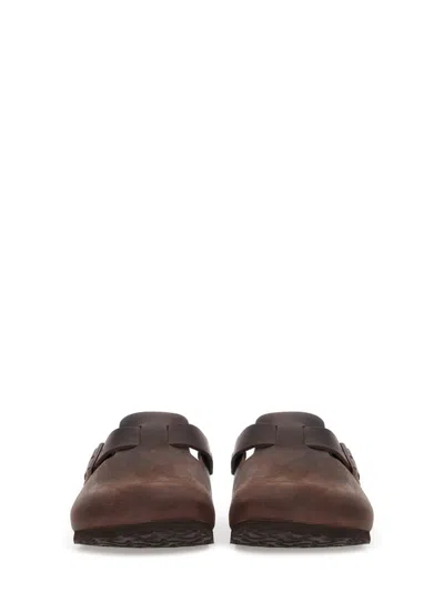 Birkenstock Leather Buckle Detail Slippers With Open Back