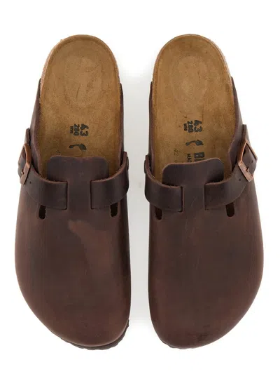 Birkenstock Leather Buckle Detail Slippers With Open Back