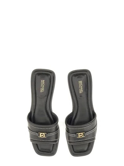Michael Kors Square Toe Flat Sole Sandals With Contrast Stitching