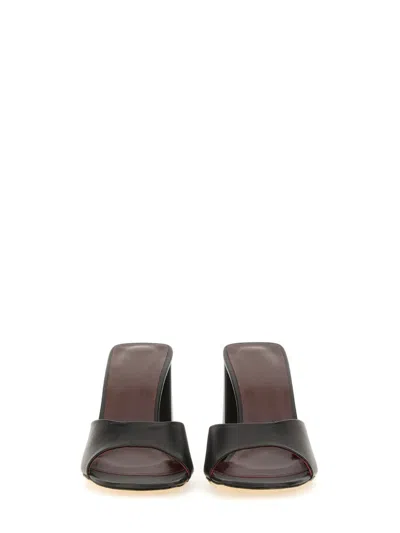 Staud Women Sloane Leather Heeled Slides In Black In Black