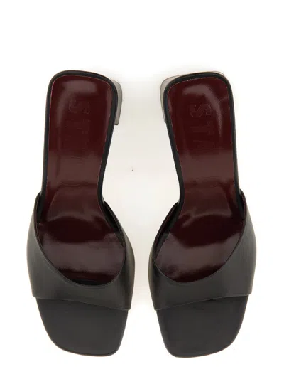 Staud Women Sloane Leather Heeled Slides In Black In Black