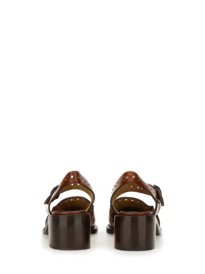 Hereu Perforated Ankle-strap Heeled Sandals In Brown