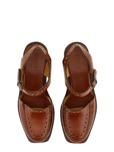 Hereu Perforated Ankle-strap Heeled Sandals In Brown