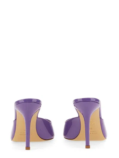 Gia Borghini Pointed Toe Mule In Glossy Purple Leather