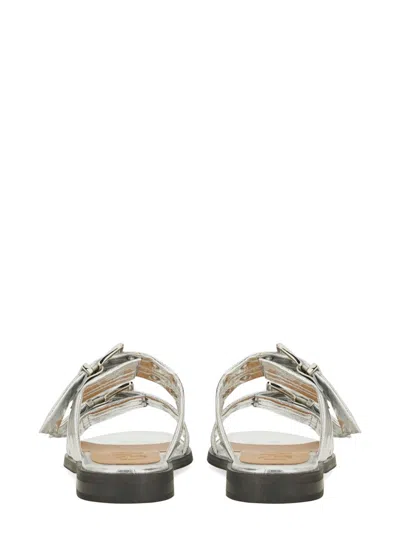 Ganni Sandal With Buckle In Metallic