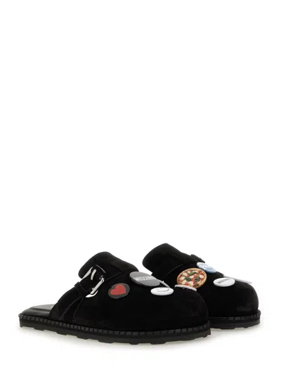 Moschino Buckle Detail Sandals With Embellished Flat Sole