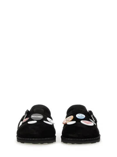 Moschino Buckle Detail Sandals With Embellished Flat Sole