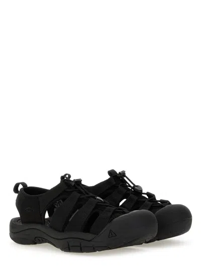 Keen Newport H2 Sandals In Black Suede And Fabric In Black