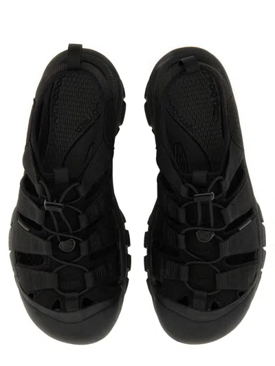 Keen Newport H2 Sandals In Black Suede And Fabric In Black