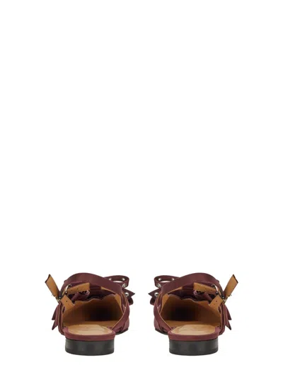Ganni Big Bow Pointed Toe Slingback Flat In Brown