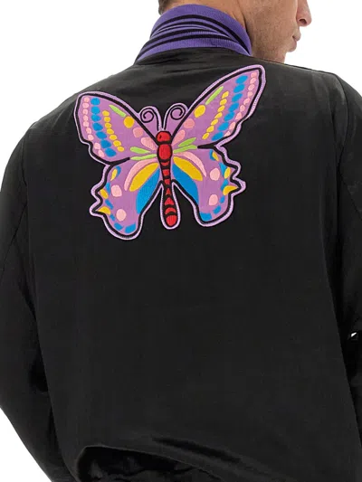 Needles Comfort Fit Satin Jacket With Graphic Patches In Black