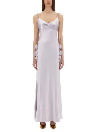 Self-portrait Satin Maxi Dress In Purple