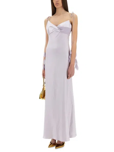 Self-portrait Satin Maxi Dress In Purple