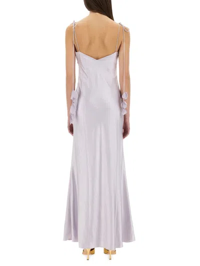 Self-portrait Satin Maxi Dress In Purple