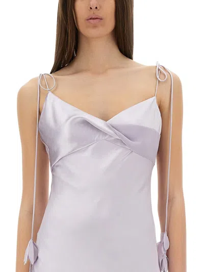 Self-portrait Satin Maxi Dress In Purple