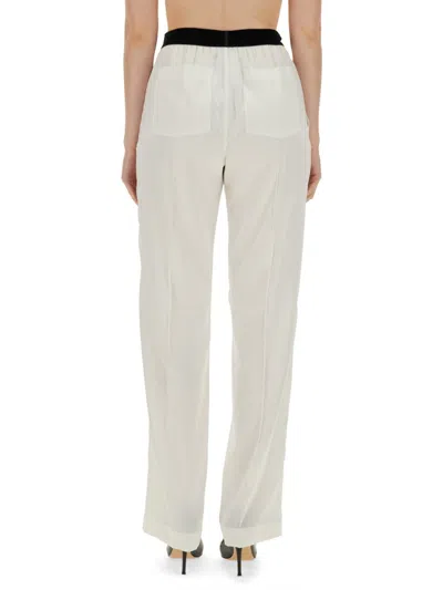 Tom Ford Women's Logo Patch Straight Leg Trousers In White