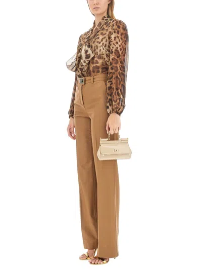 Dolce & Gabbana Satin Shirt In Brown