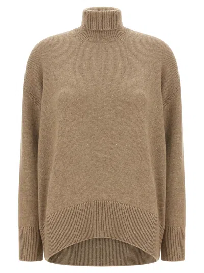 Brunello Cucinelli Sequin Sweater Sweaters And Cardigans Brown In Brown