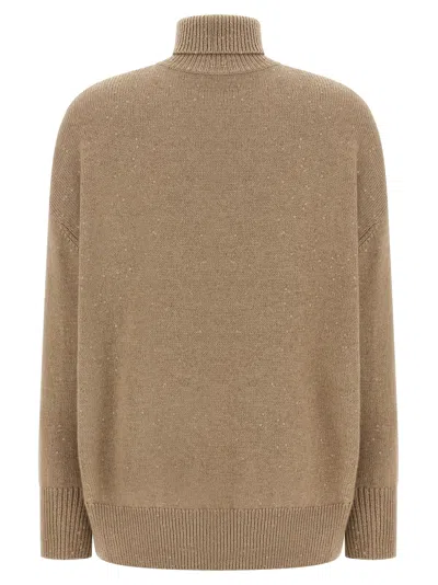 Brunello Cucinelli Sequin Sweater Sweaters And Cardigans Brown In Brown