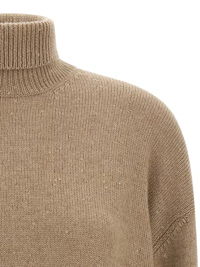 Brunello Cucinelli Sequin Sweater Sweaters And Cardigans Brown In Brown