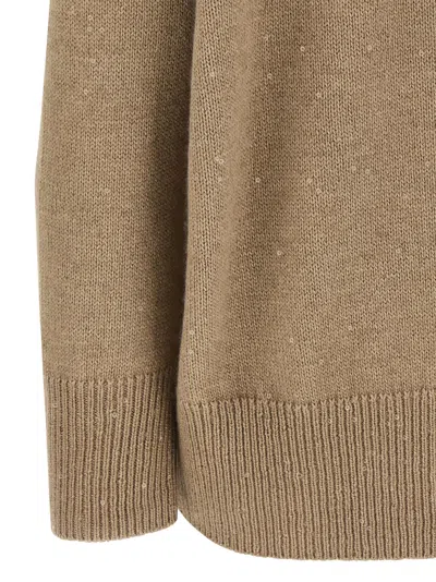 Brunello Cucinelli Sequin Sweater Sweaters And Cardigans Brown In Brown