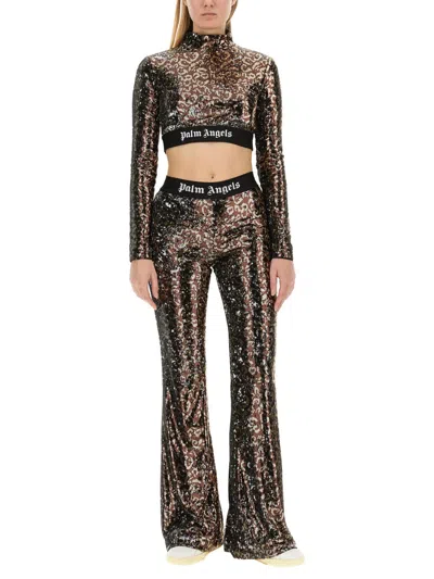 Palm Angels Sequined Top In Animal Print