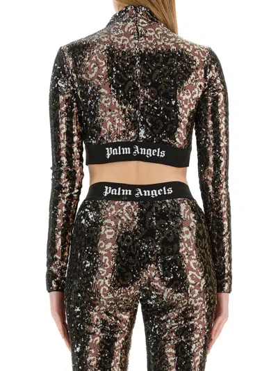 Palm Angels Sequined Top In Animal Print