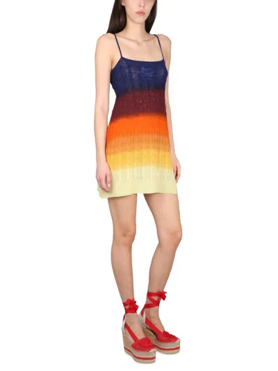 Etro Wool Mini Dress In Vibrant Hues In Multi