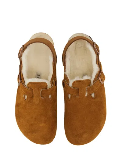 Birkenstock Contoured Cork Sandals With Soft Suede Upper And Adjustable Straps In Brown
