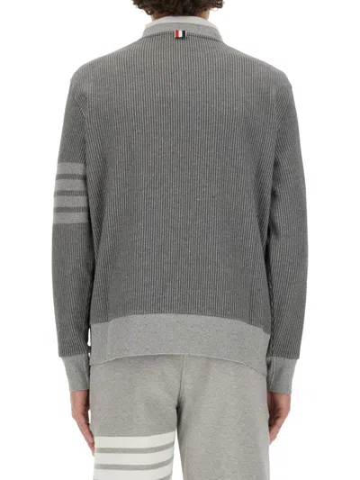 Thom Browne 4-bar Silk-blend Crewneck Sweatshirt In Gray