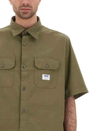 Hugo Boss Loose-fit Shirt In Cotton Twill With Logo Patch