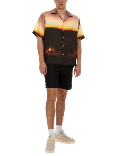 Msgm Graphic-print Satin Shirt In Multi